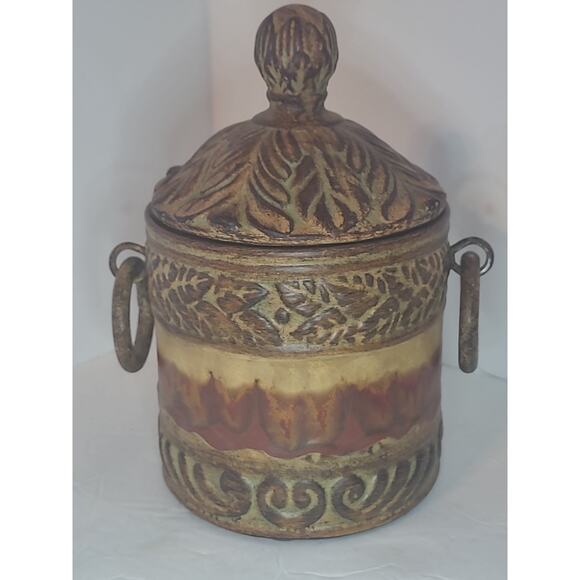 Uttermost Famous Pottery Hand Crafted Vintage Canister Jar Pot With Lid Retired - Picture 1 of 16